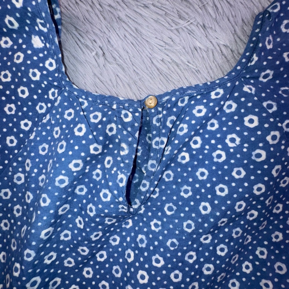 Christy Dawn Theo Dress Womens Small Blue Indigo Petunia Dot Midi Tiered Cottage - Picture 15 of 16